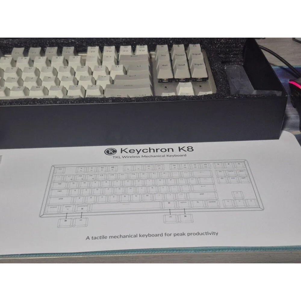 Keychron K8 Wireless Mechanical Keyboard K8 Optical White Backlight Red Switch